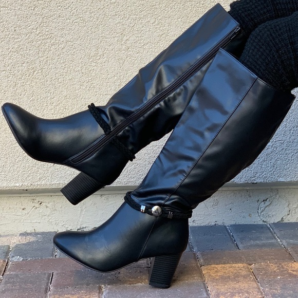 Rope Hardware Block Heel Knee High Wide Fit Boots - Picture 2 of 8